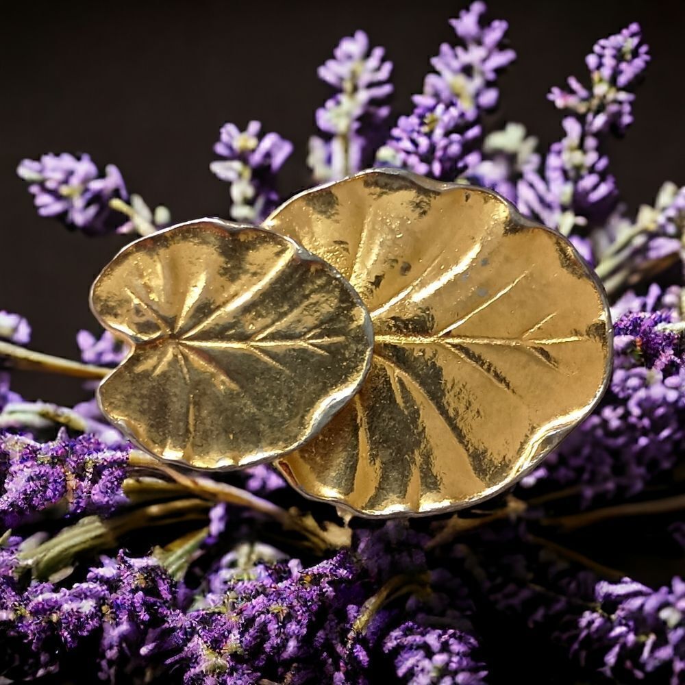 Gay Boyer Belt Buckle Vintage 80s Lily Pads Disco Gold Tone Retro‎ Mid Century.